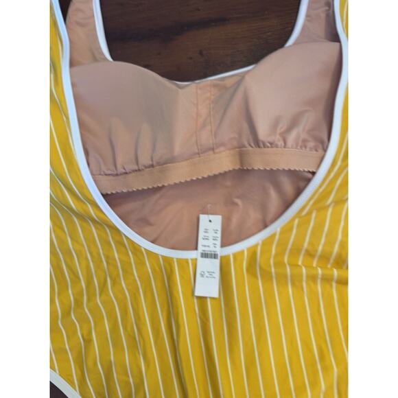 J Crew Scoopneck one-piece swimsuit in Stripe Sunflower Yellow Womens Sz 18 NWT - Picture 14 of 16